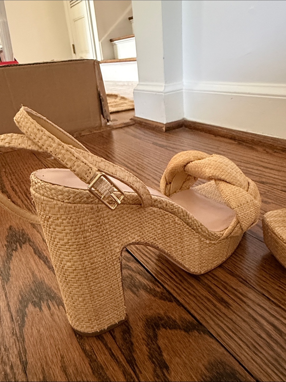 Loeffler Randall Braided Raffia Platform Sandals in Tan - Picture 4 of 5